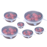 6Pcs/ Set Saran Wrap Universal Silicone Stretch Lids Vacuum Seal Suction Sealer Food Bowl Pot Silicone