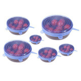 6Pcs/ Set Saran Wrap Universal Silicone Stretch Lids Vacuum Seal Suction Sealer Food Bowl Pot Silicone